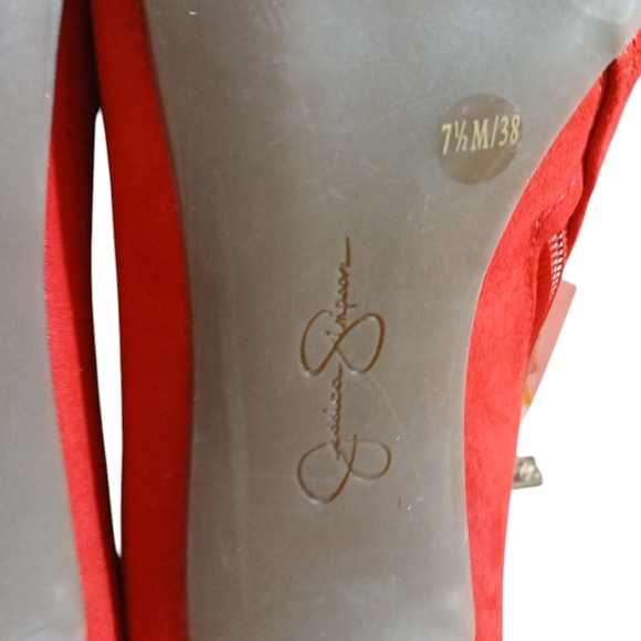 Jessica Simpson Averna Red Suede Ankle Boots Stiletto Heeled Booties size 7.5 - Picture 10 of 13